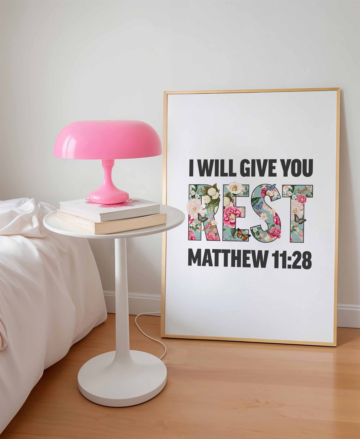 I will give you rest, Matthew 11 verse 28 poster, Christian print, bible artwork