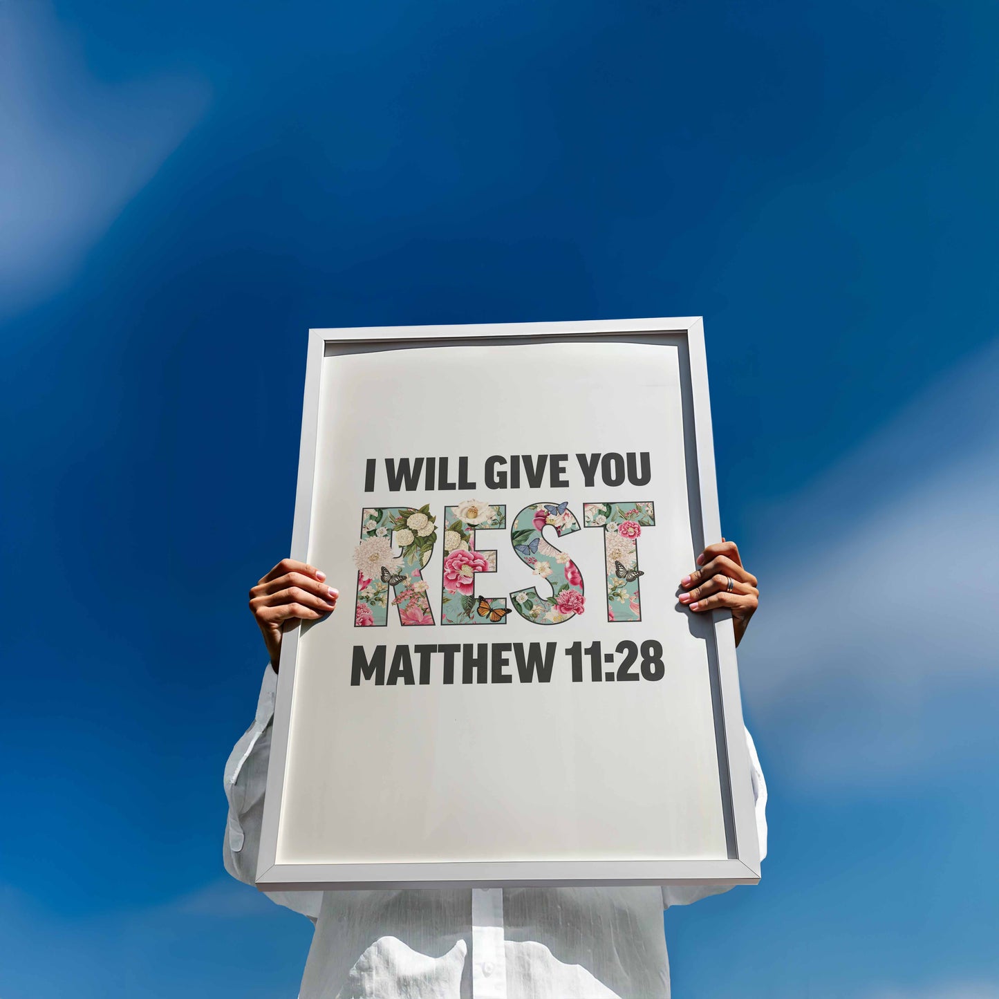 I will give you rest, Matthew 11 verse 28 poster, Christian print, bible artwork