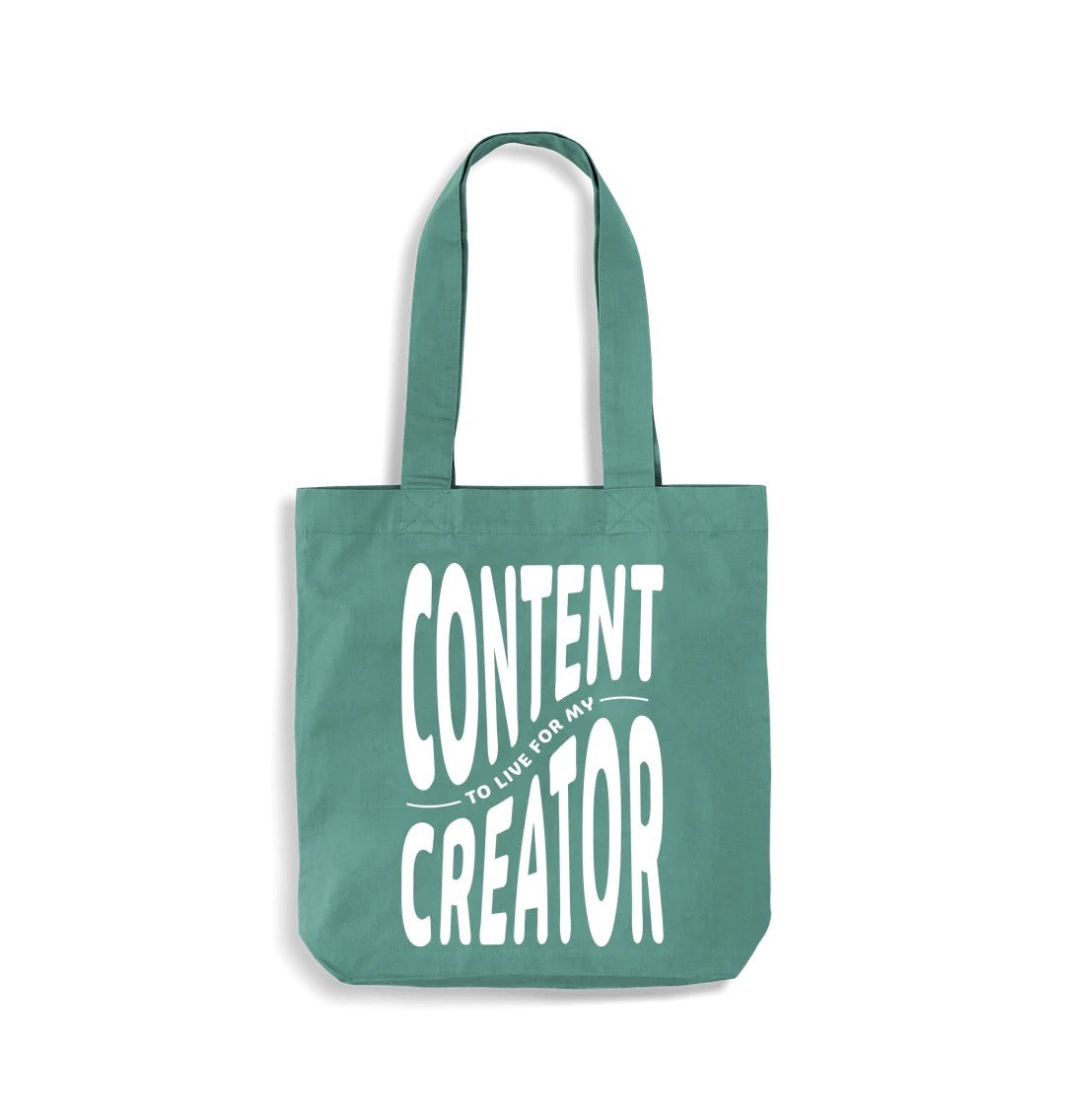 Organic cotton Tote bag. 'Content to live for my creator'
