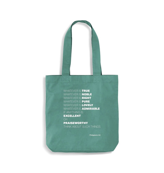 Organic cotton Tote bag. 'Whatever is true'. Philippians 4