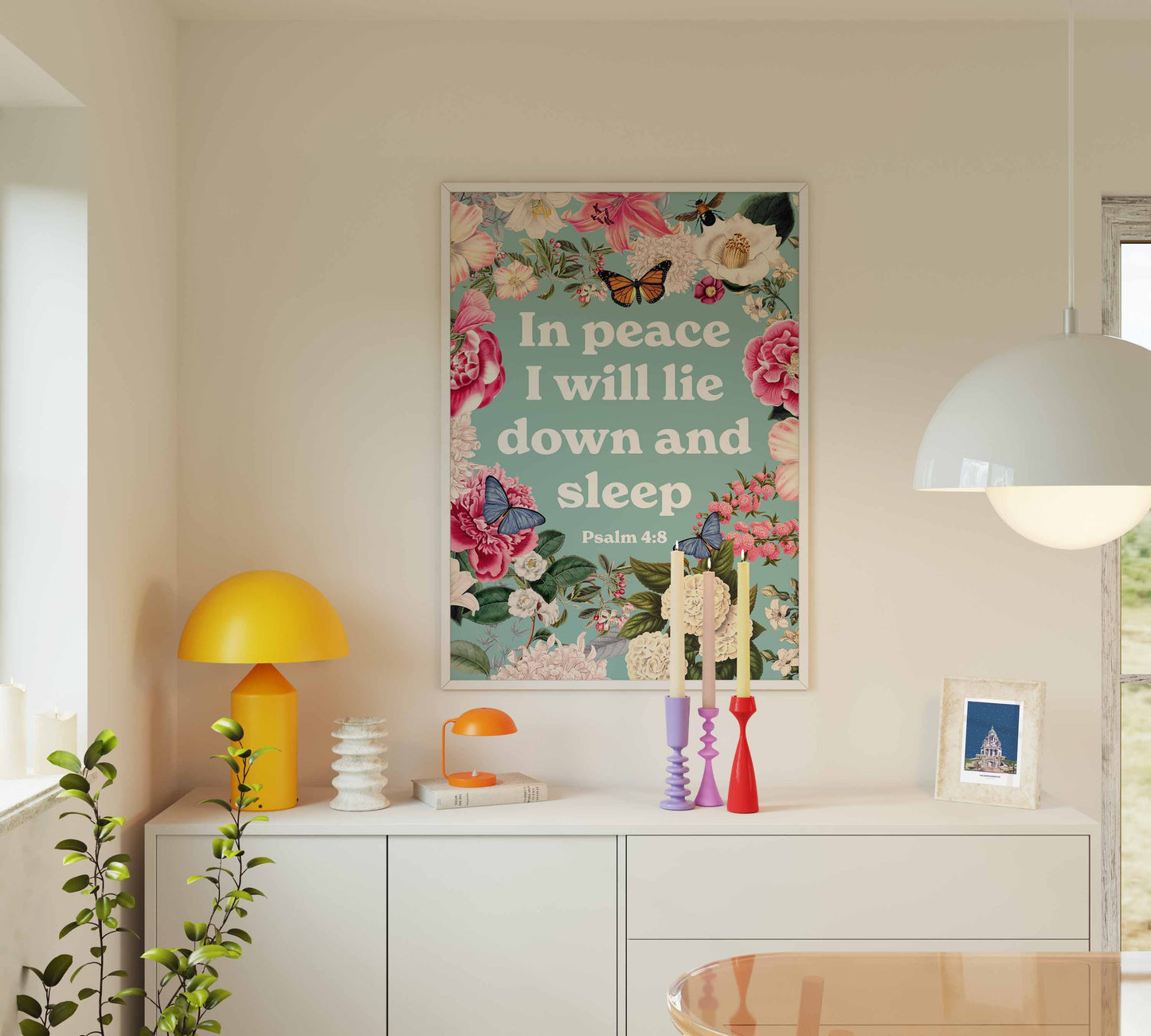 In peace I will lie down and sleep. Poster. Psalm 4:8