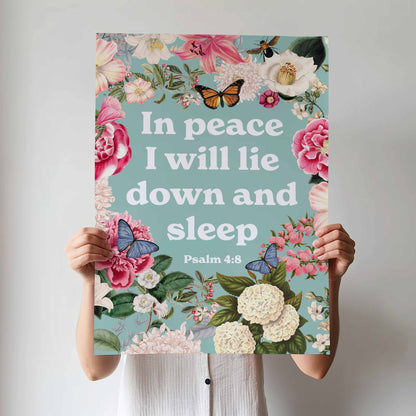 In peace I will lie down and sleep. Poster. Psalm 4:8