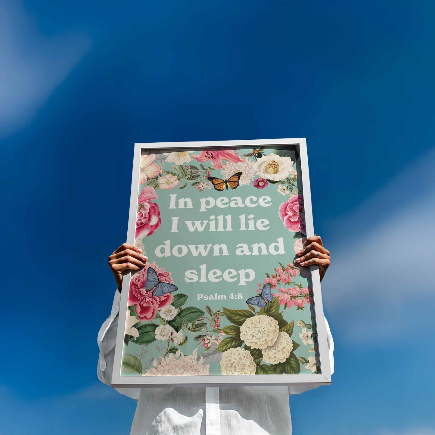 In peace I will lie down and sleep. Poster. Psalm 4:8