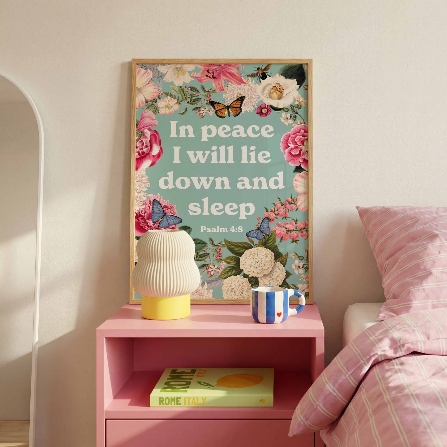 In peace I will lie down and sleep. Poster. Psalm 4:8
