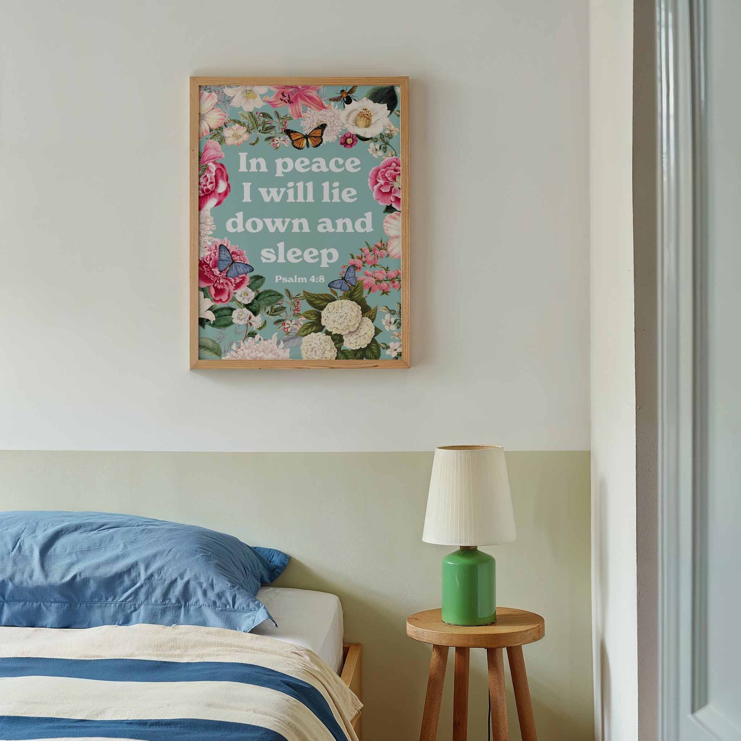In peace I will lie down and sleep. Poster. Psalm 4:8