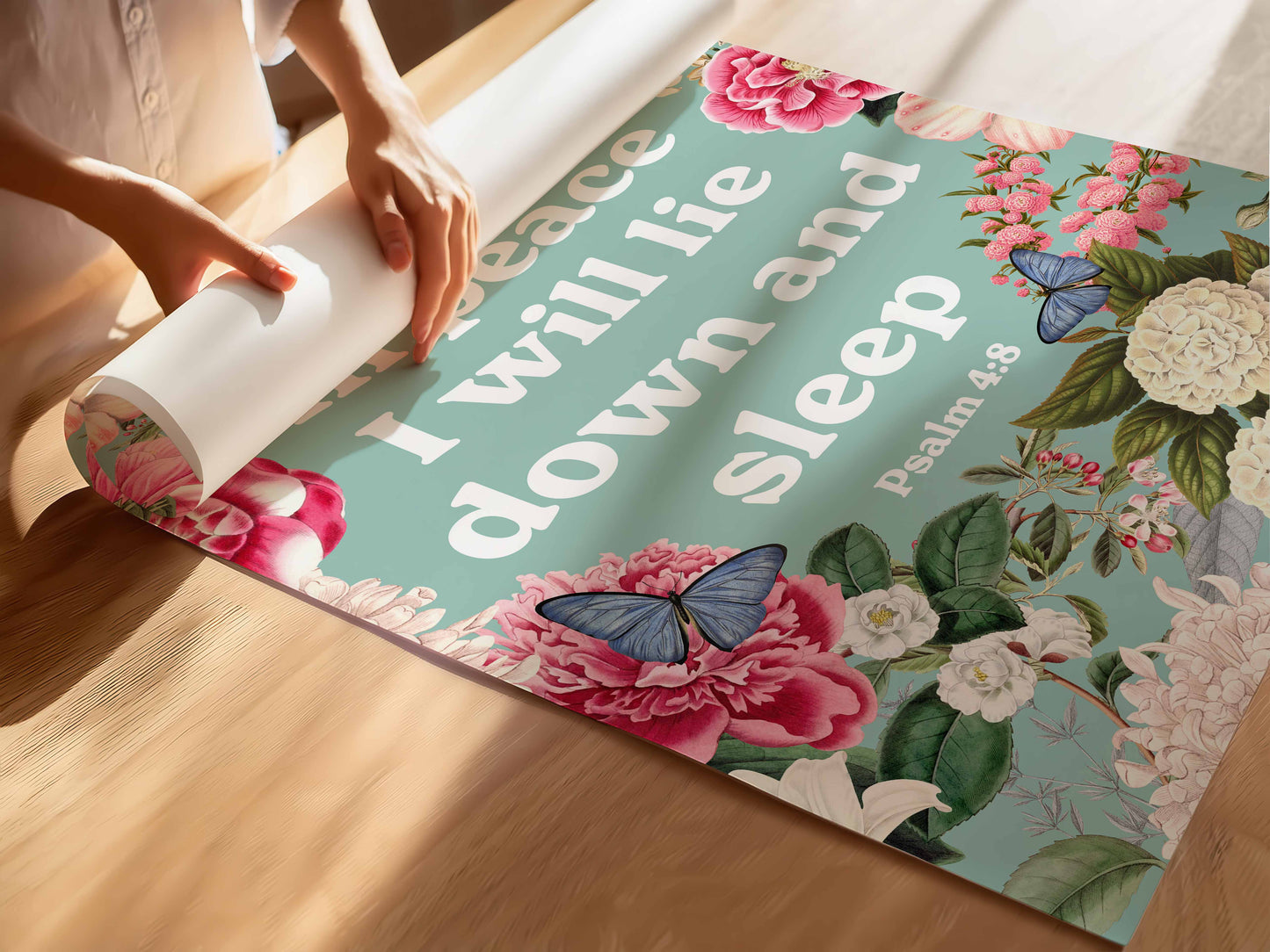 In peace I will lie down and sleep. Poster. Psalm 4:8