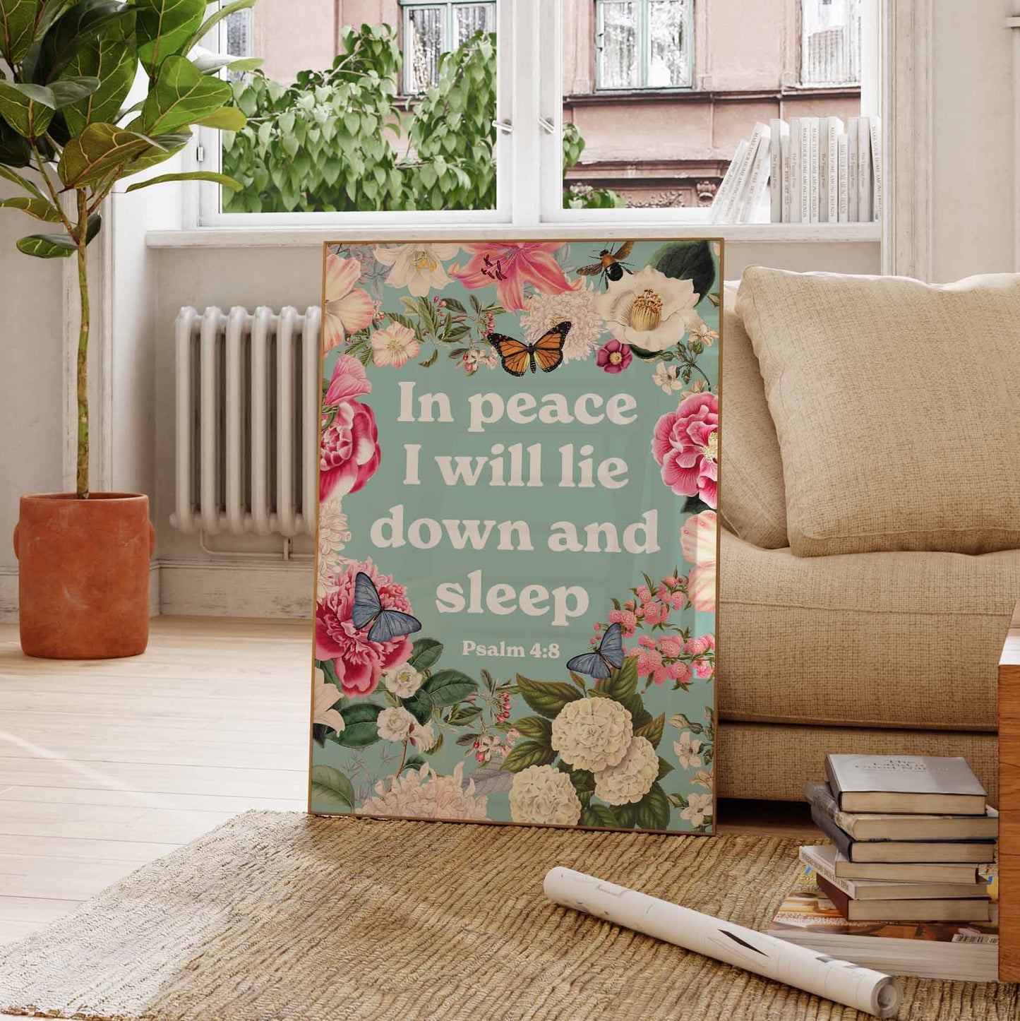 In peace I will lie down and sleep. Poster. Psalm 4:8