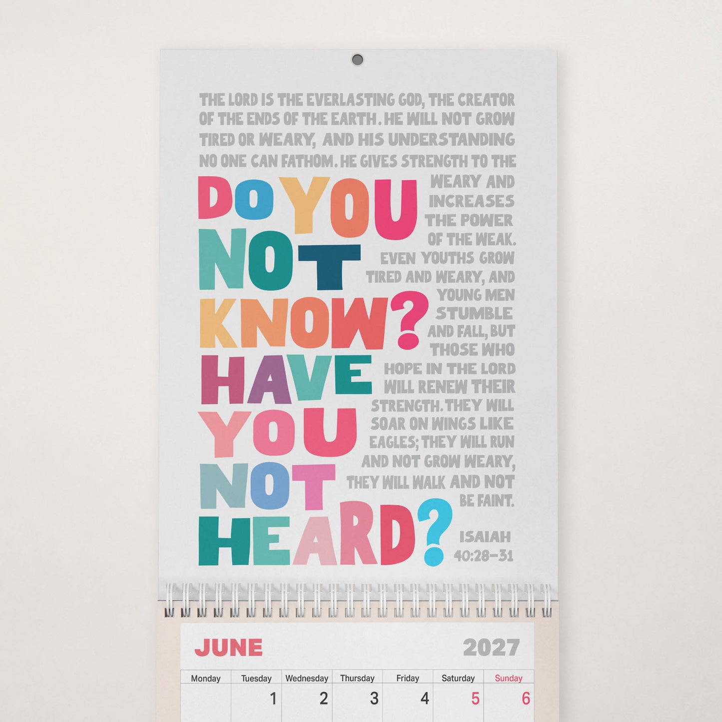 2027 Christian wall calendar