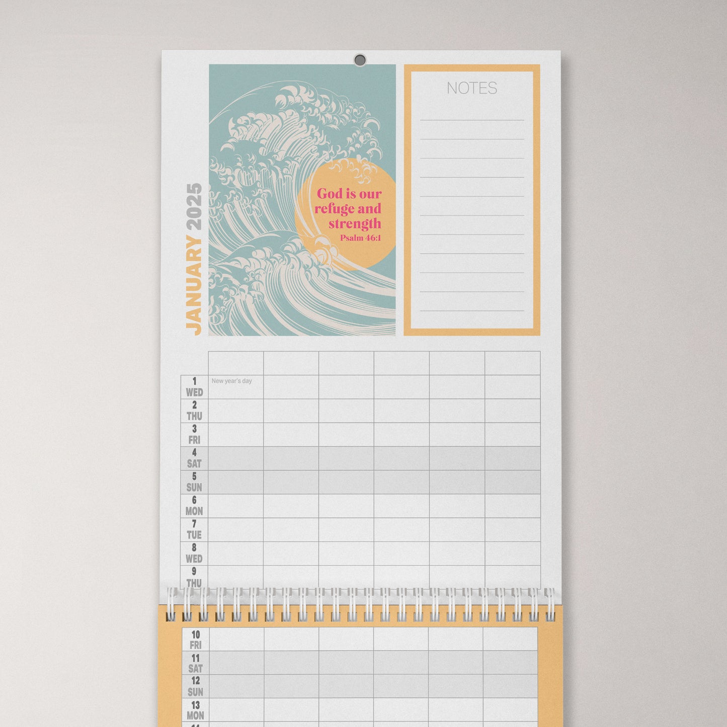 2025 six-column Christian family planner calendar