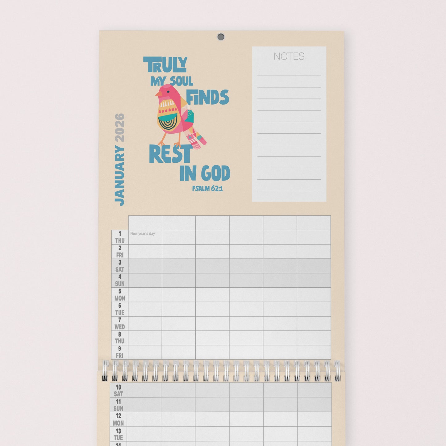 2026 six-column Christian family planner calendar