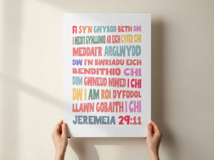 Welsh language Christian poster. For I know the plans