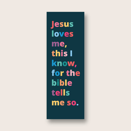 Pack of 80 Christian bookmarks. One design. 'Jesus love me, this I know'