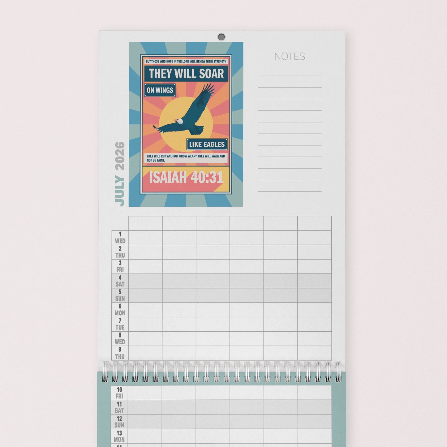 2026 six-column Christian family planner calendar
