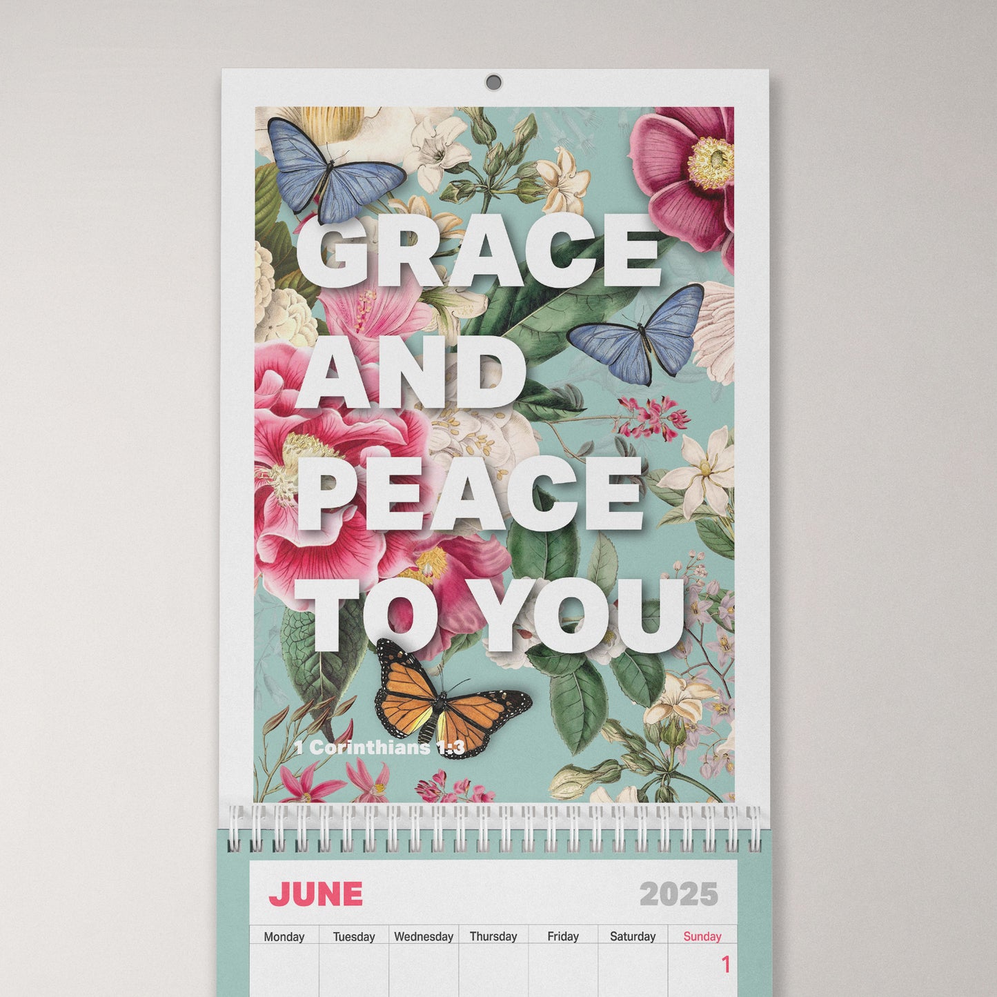 2025 Christian calendar, month per page. Bible verse wall calendar