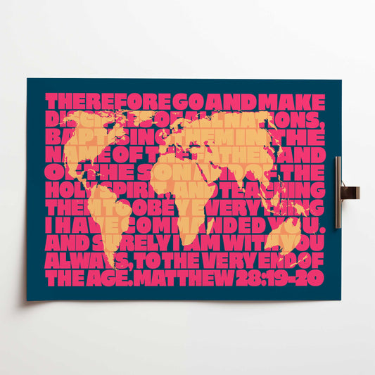 The Great Commission. Matthew 28. Christian poster.