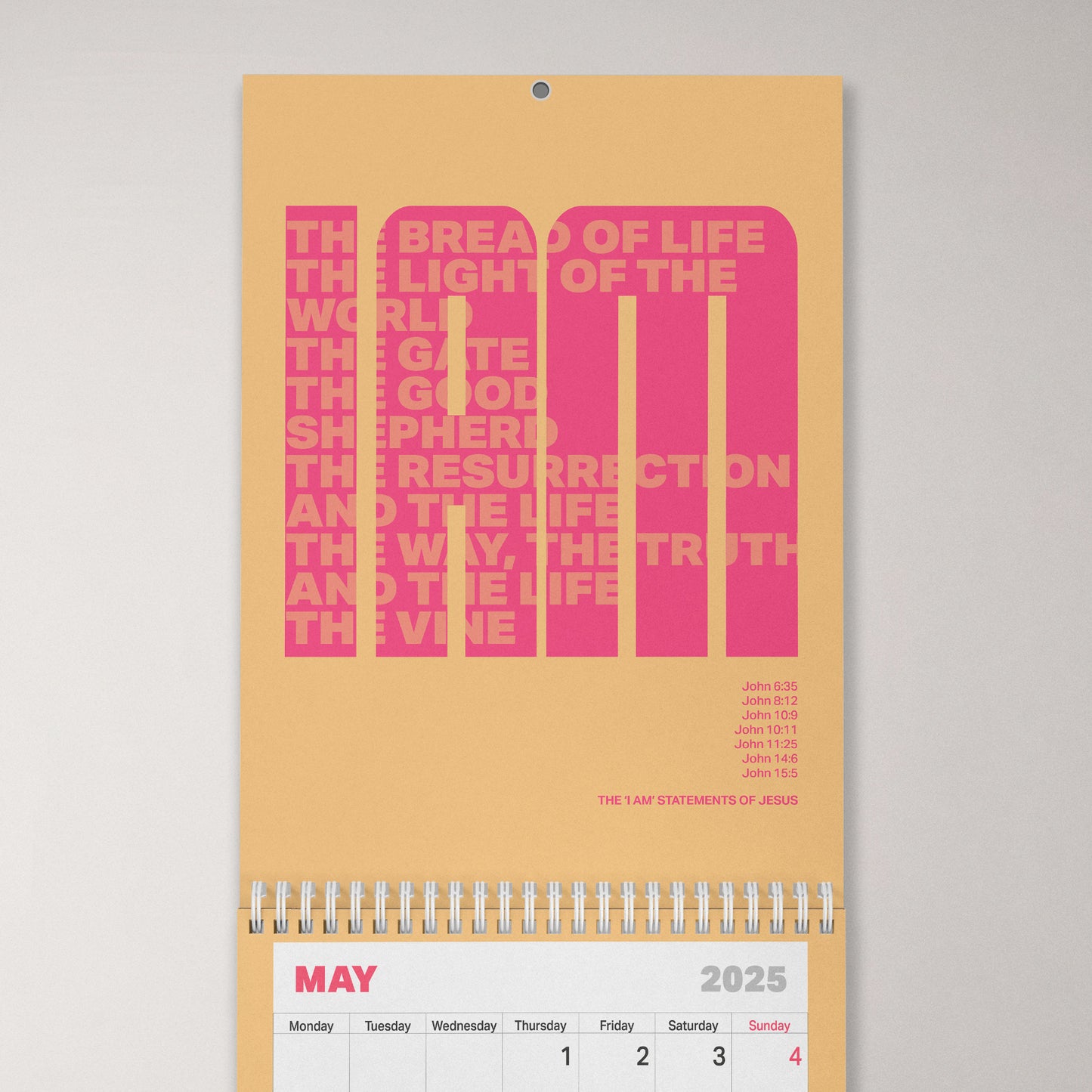 2025 Christian calendar, month per page. Bible verse wall calendar