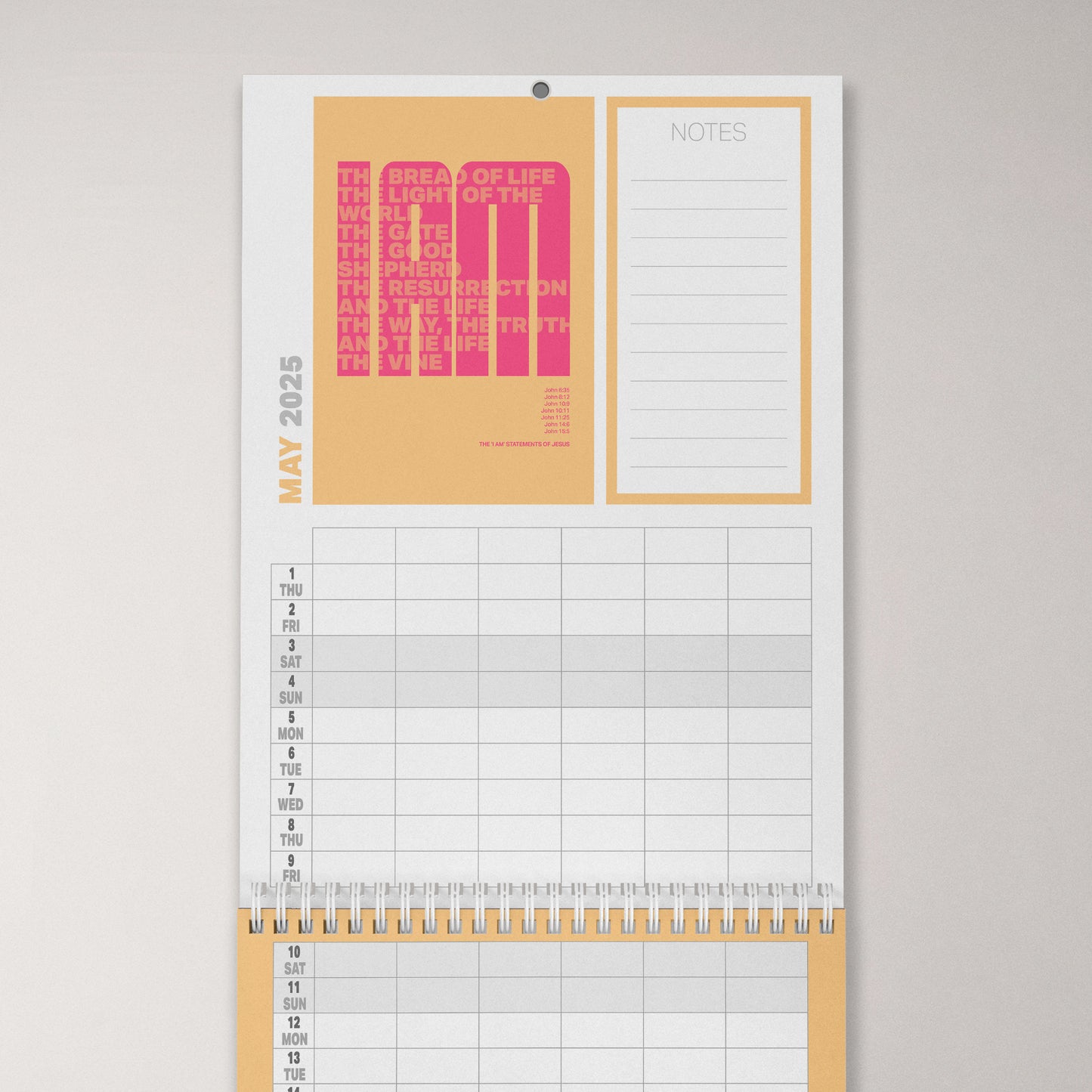 2025 six-column Christian family planner calendar