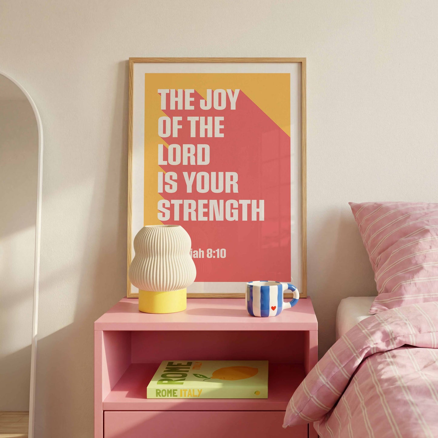 Nehemiah 8 verse 10 poster, The joy of the Lord is your strength Christian wall art, bible verse art, for homes, for churches, for gifts
