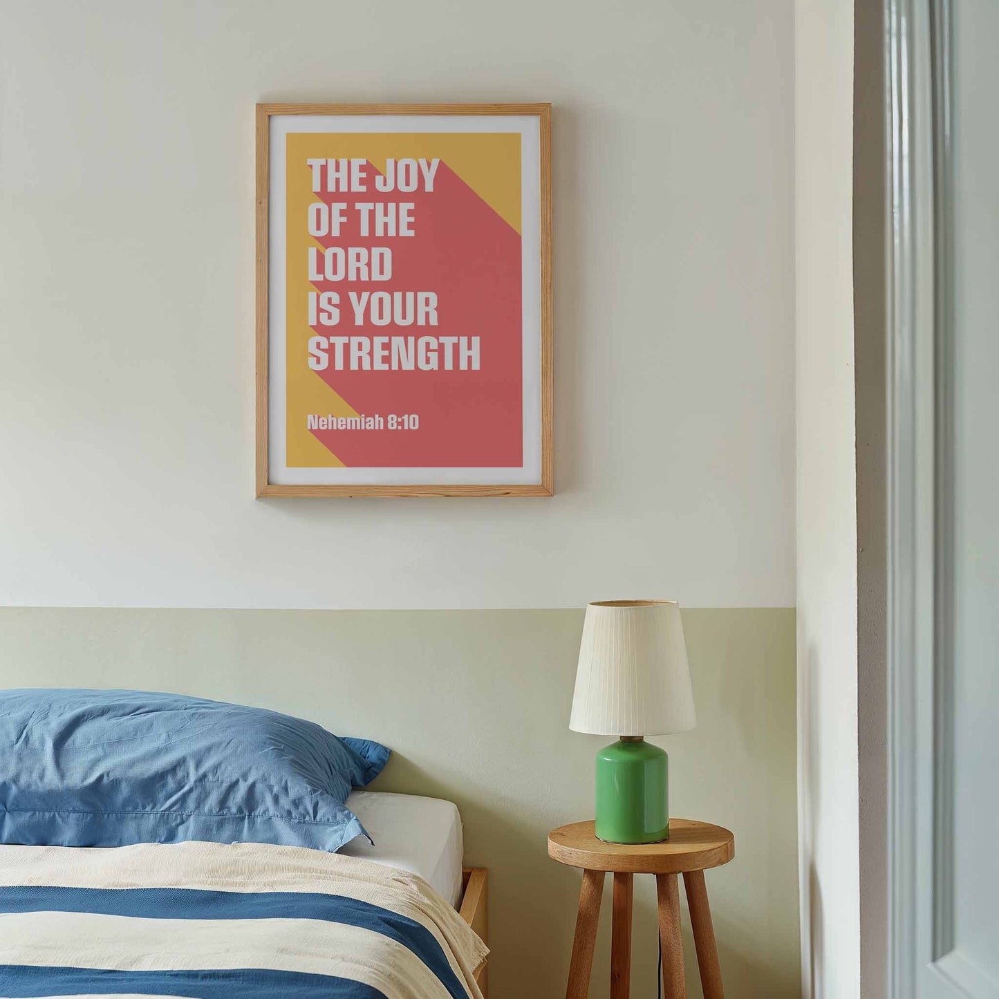 Nehemiah 8 verse 10 poster, The joy of the Lord is your strength Christian wall art, bible verse art, for homes, for churches, for gifts
