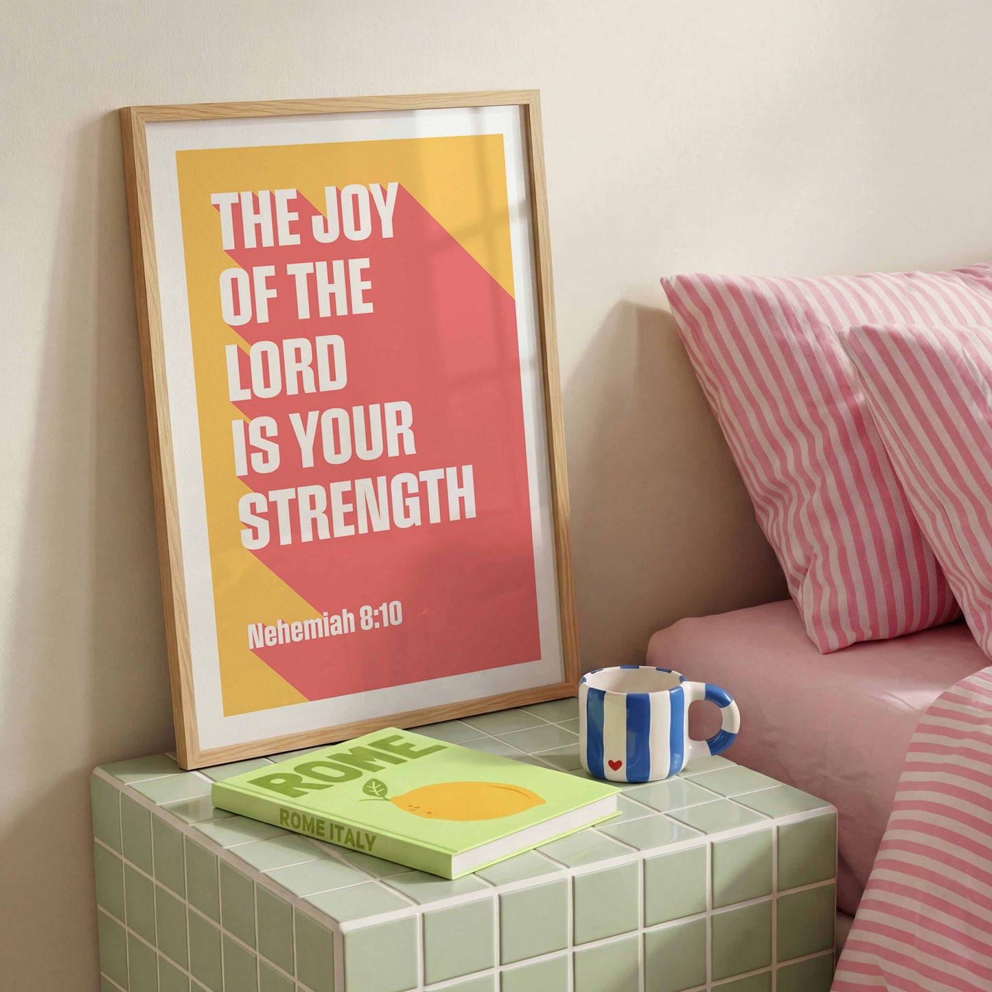 Nehemiah 8 verse 10 poster, The joy of the Lord is your strength Christian wall art, bible verse art, for homes, for churches, for gifts