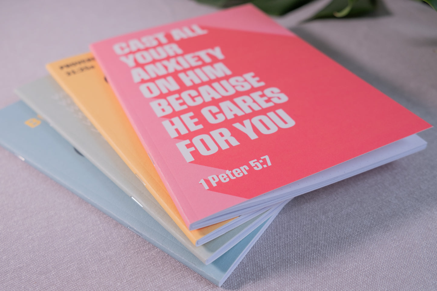 A5 Notebook. 'Cast all your anxiety on him' (1 Peter 5:7). Dotted, lined or plain pages