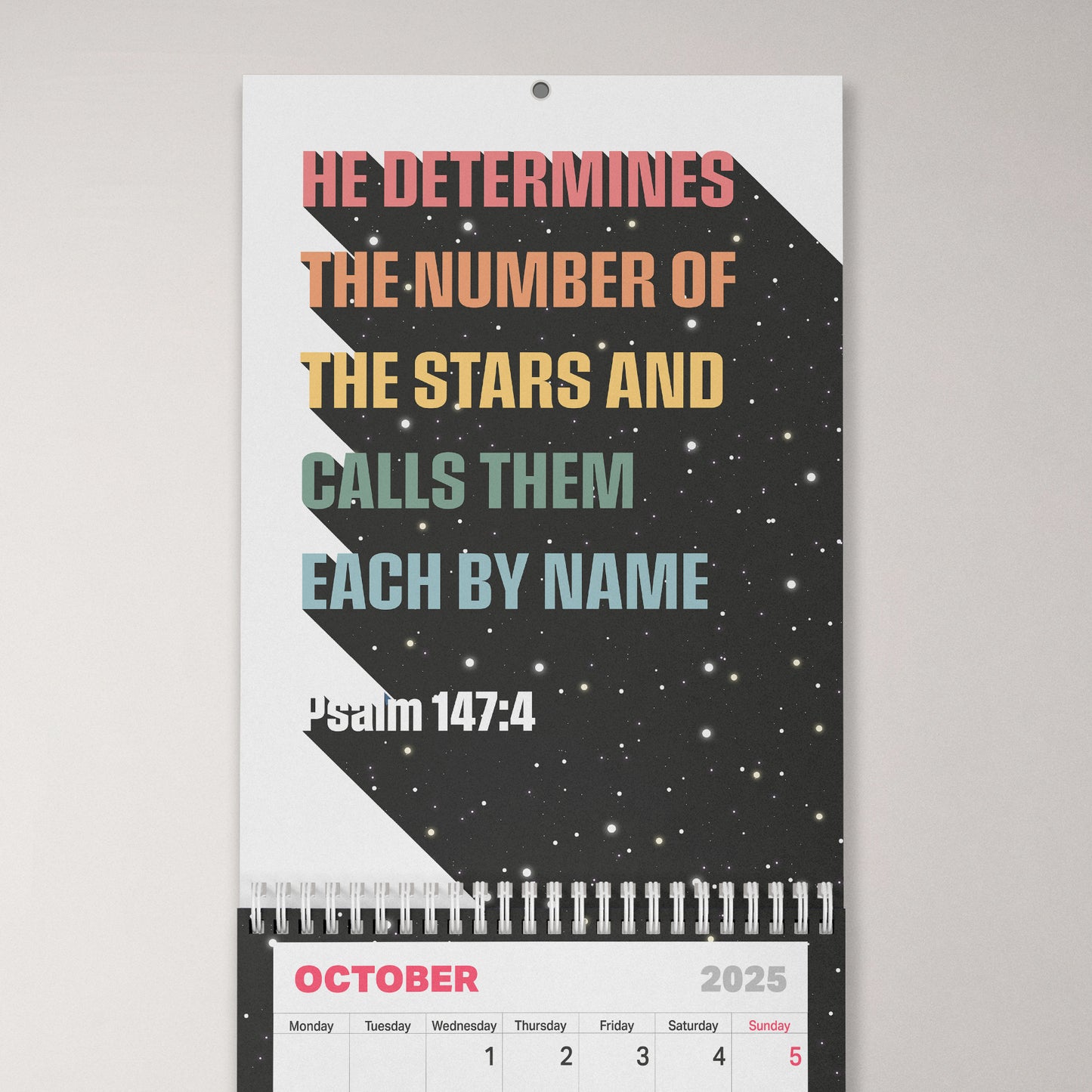 2025 Christian calendar, month per page. Bible verse wall calendar