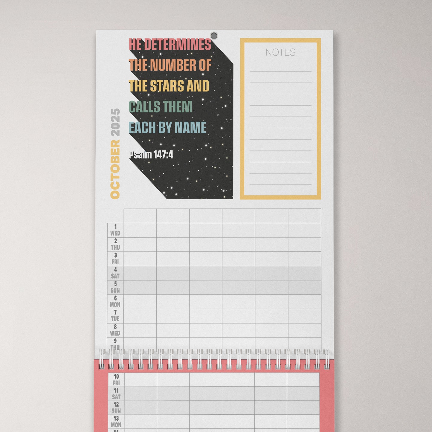 2025 six-column Christian family planner calendar