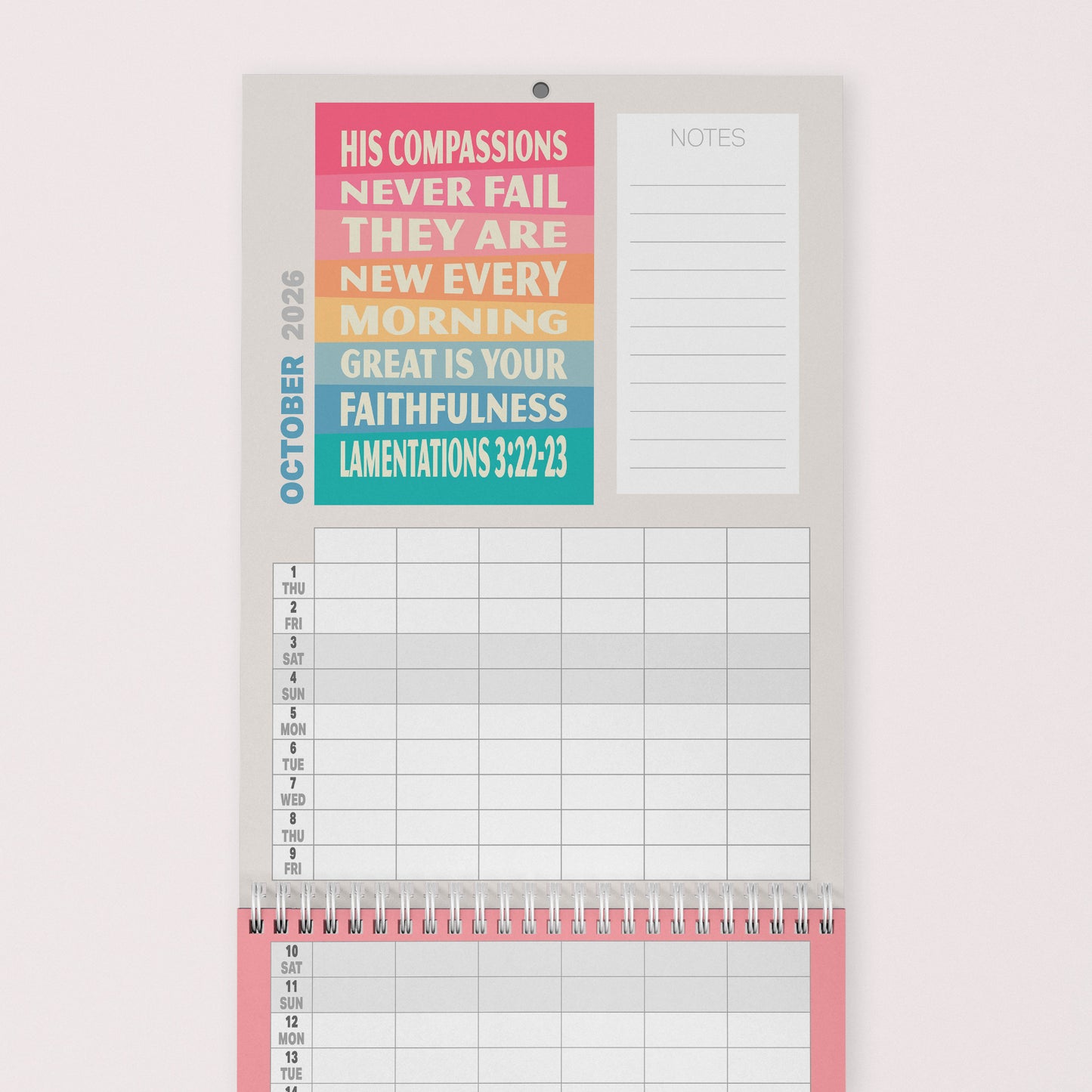 2026 six-column Christian family planner calendar