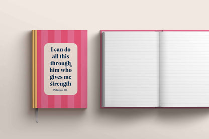 Philippians 4:13 Christian Notebook - Premium Hardback Bible Verse Journal - I Can Do All This Through Him Who Gives Me Strength