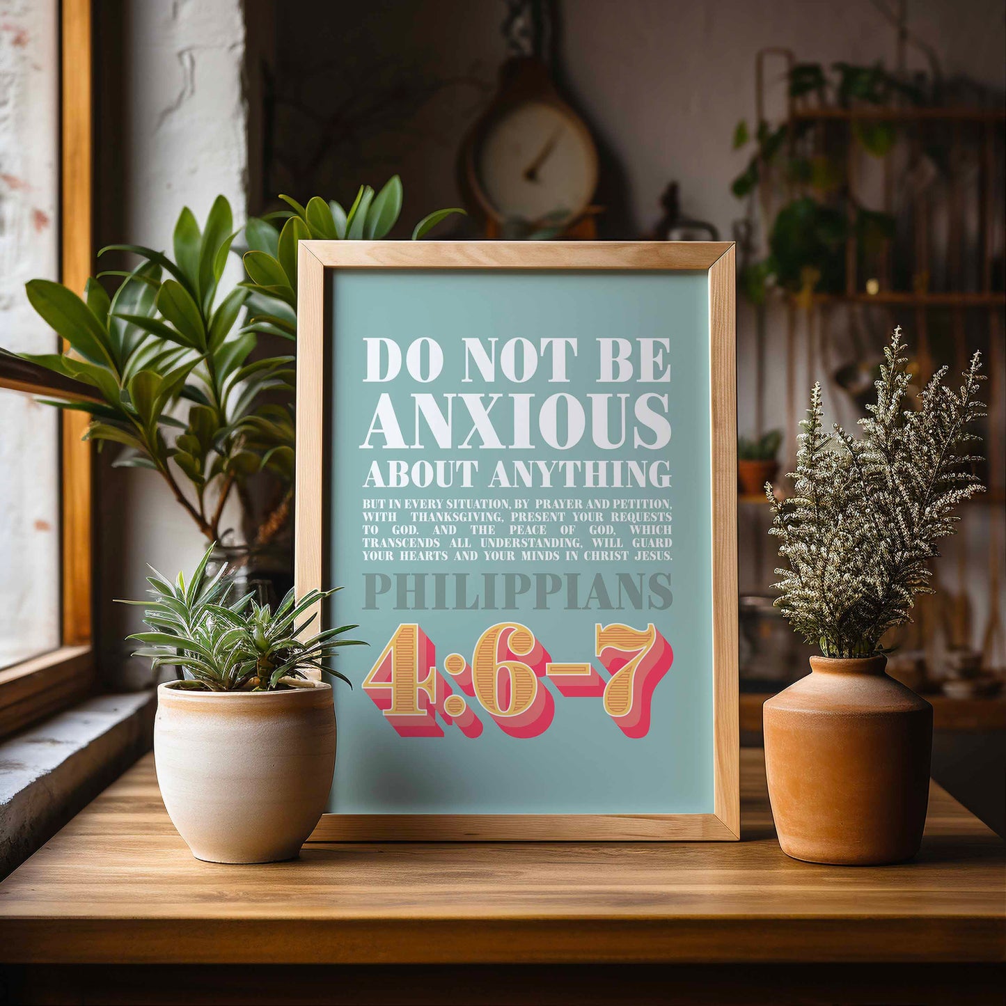 Philippians 4 verse 6-7 poster. Do not be anxious about anything.