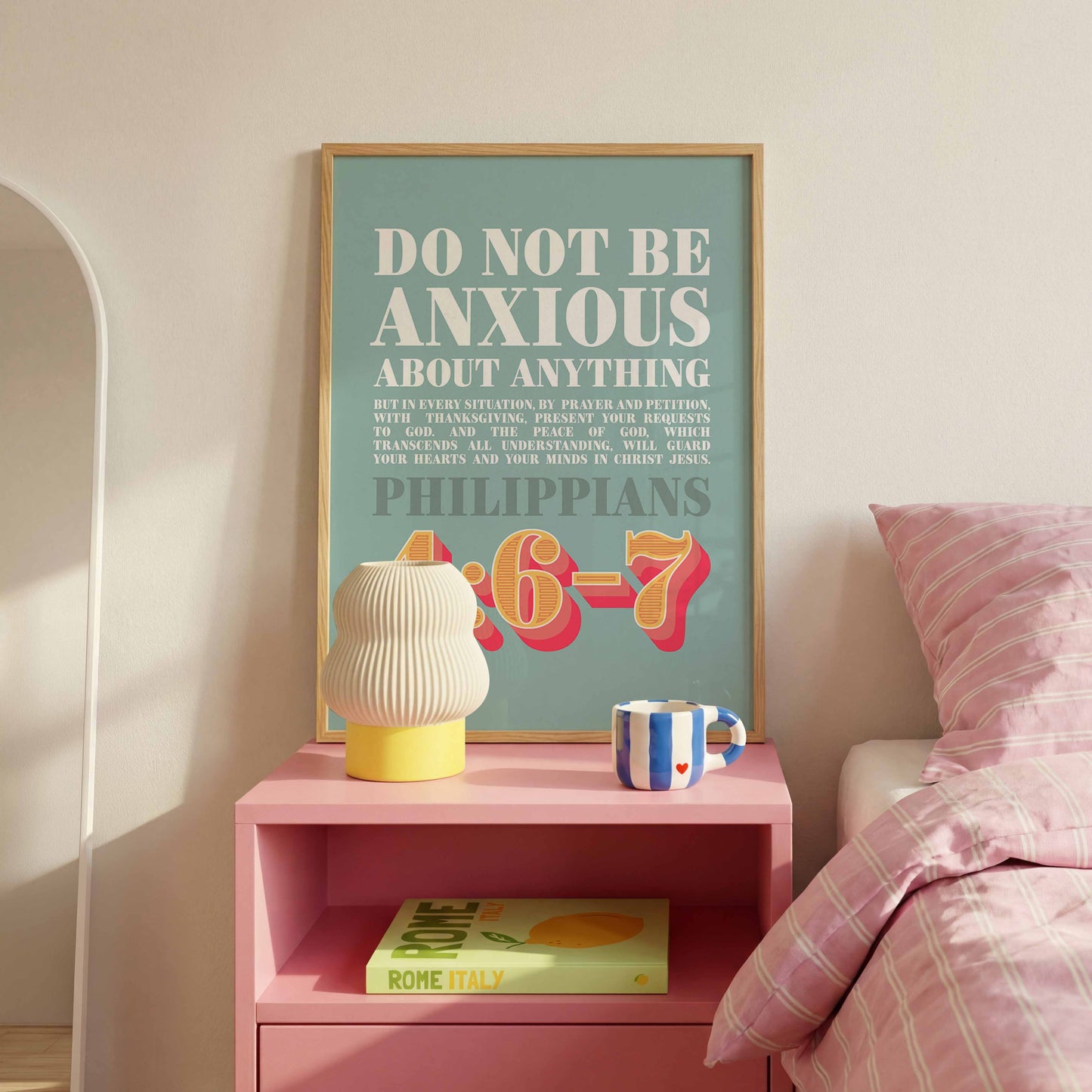 Philippians 4 verse 6-7 poster. Do not be anxious about anything.