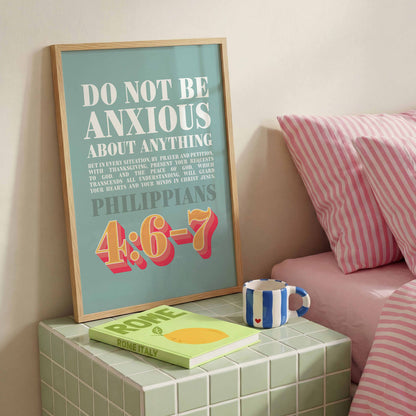 Philippians 4 verse 6-7 poster. Do not be anxious about anything.