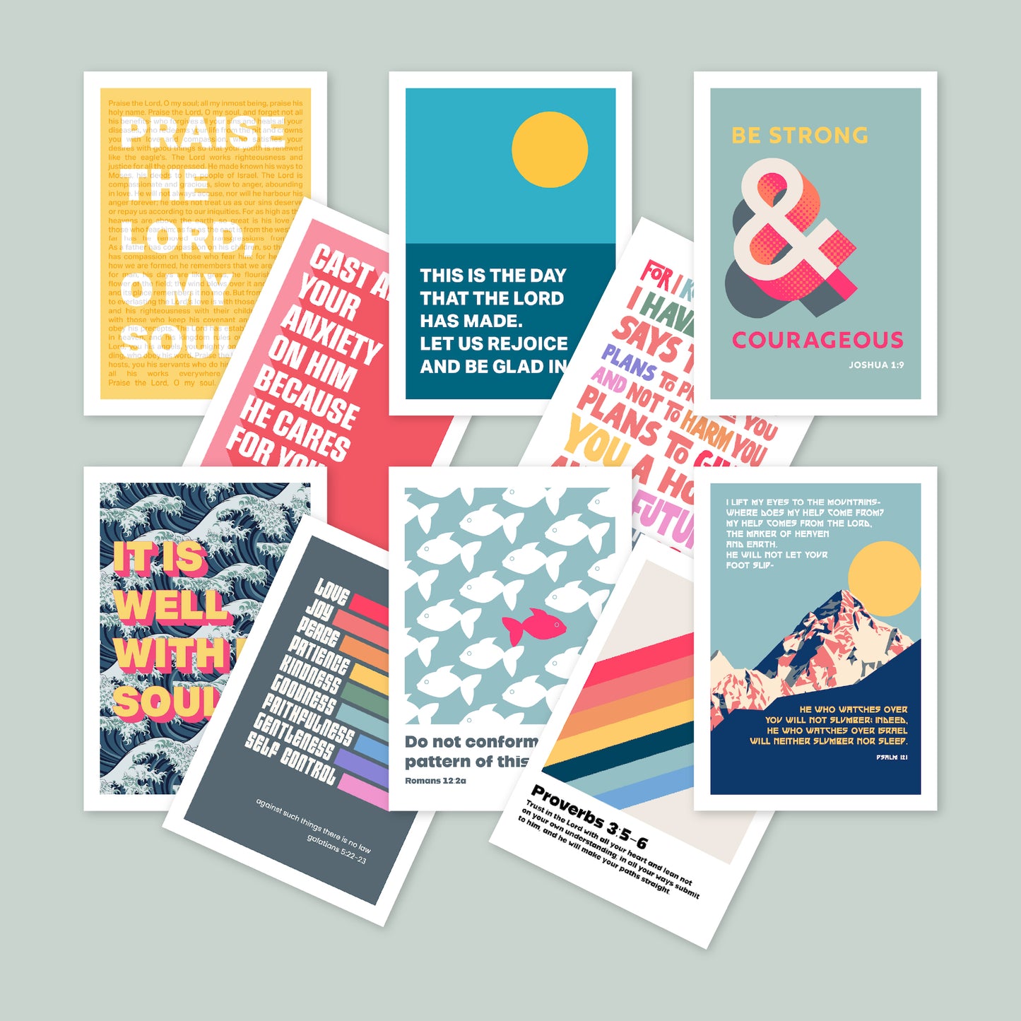 Pack of 10 Christian postcards. SET ONE