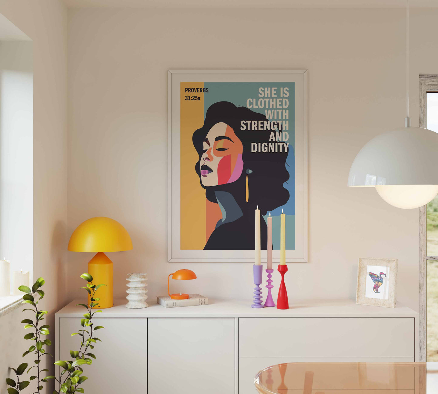 Proverbs 31 poster. She is clothed with strength and dignity.