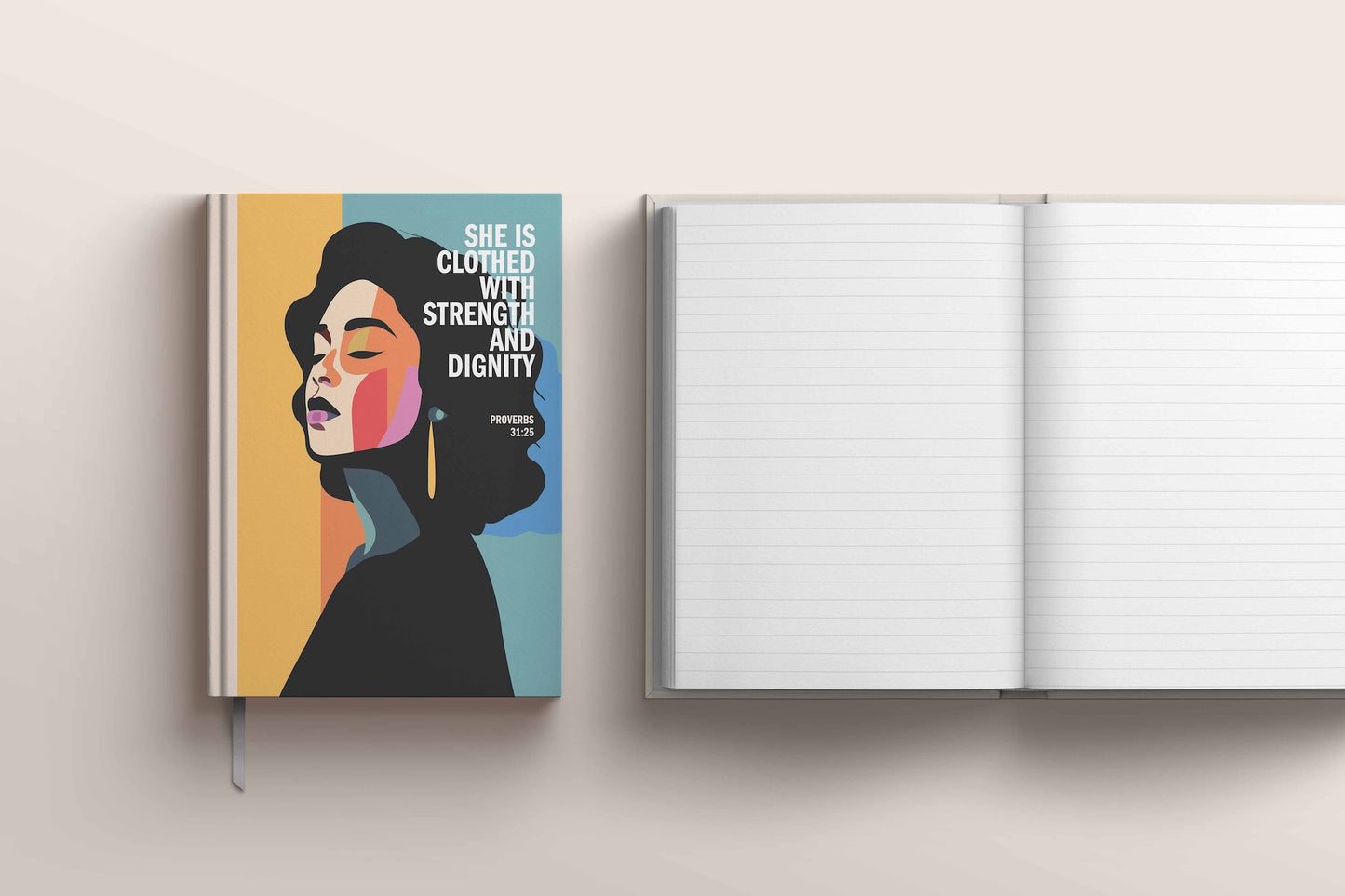Proverbs 31:25 Christian Notebook - Premium Hardback Journal for Women - She is Clothed With Strength And Dignity
