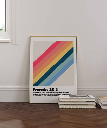 Proverbs 3 verses 5 - 6 wall art poster, bible verse print, Chrisitan wall decor, physical print, for homes, for churches