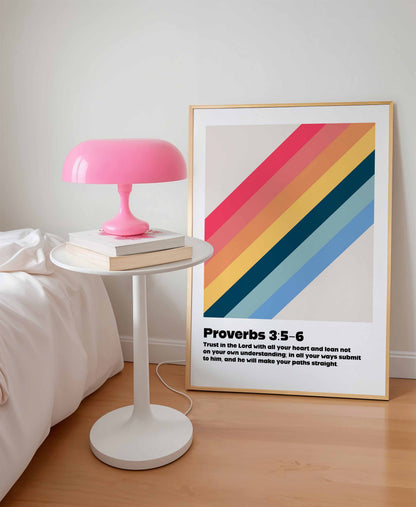 Proverbs 3 verses 5 - 6 wall art poster, bible verse print, Chrisitan wall decor, physical print, for homes, for churches