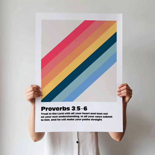 Proverbs 3 verses 5 - 6 wall art poster, bible verse print, Chrisitan wall decor, physical print, for homes, for churches