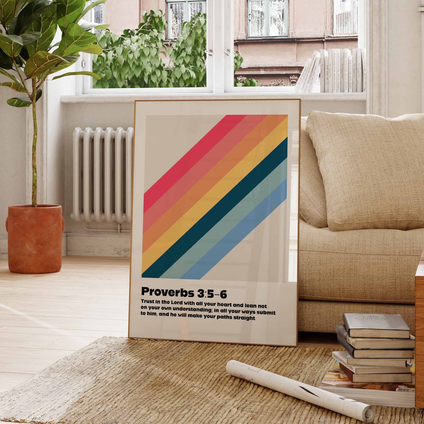 Proverbs 3 verses 5 - 6 wall art poster, bible verse print, Chrisitan wall decor, physical print, for homes, for churches