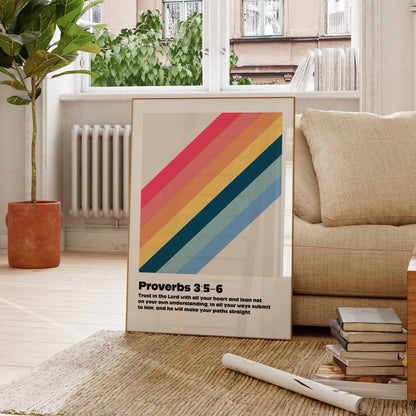 Proverbs 3 verses 5 - 6 wall art poster, bible verse print, Chrisitan wall decor, physical print, for homes, for churches