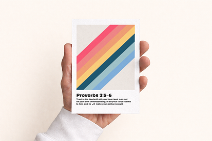 Set of Christian Postcards. Proverbs 3 verses 5 to 6. Trust in the Lord with all your heart and lean not on your own understanding.