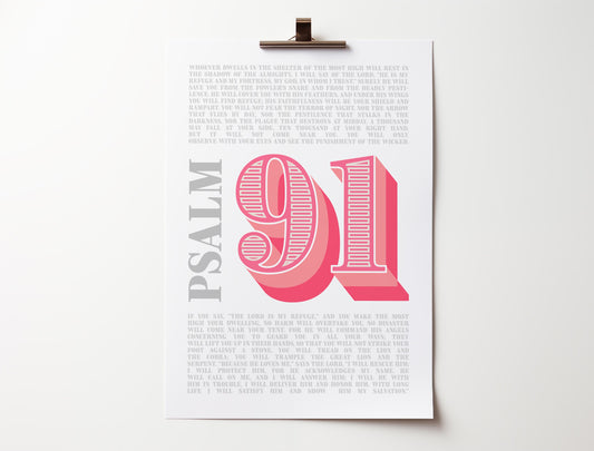 Psalm 91 modern Christian typographic poster.
