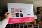Set of 6 Christian posters and 4 mini prints in a hand, featuring various designs and quotes.