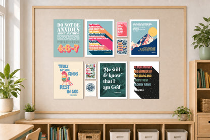 Resting in Truth | Set of 6 Christian posters and 4 Mini Prints for Schools, Churches and Homes