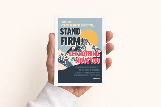 Set of Christian Postcards. 'Stand firm..." - 1 Corinthians 15 verse 58