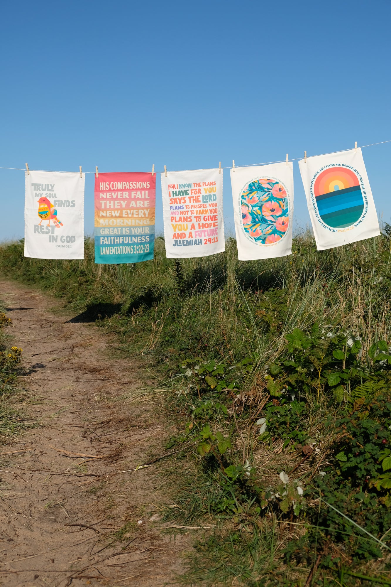 Organic cotton Christian tea towel. Jeremiah 29. For I know the plans I have for you