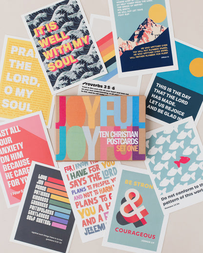 Pack of 10 Christian postcards. SET ONE