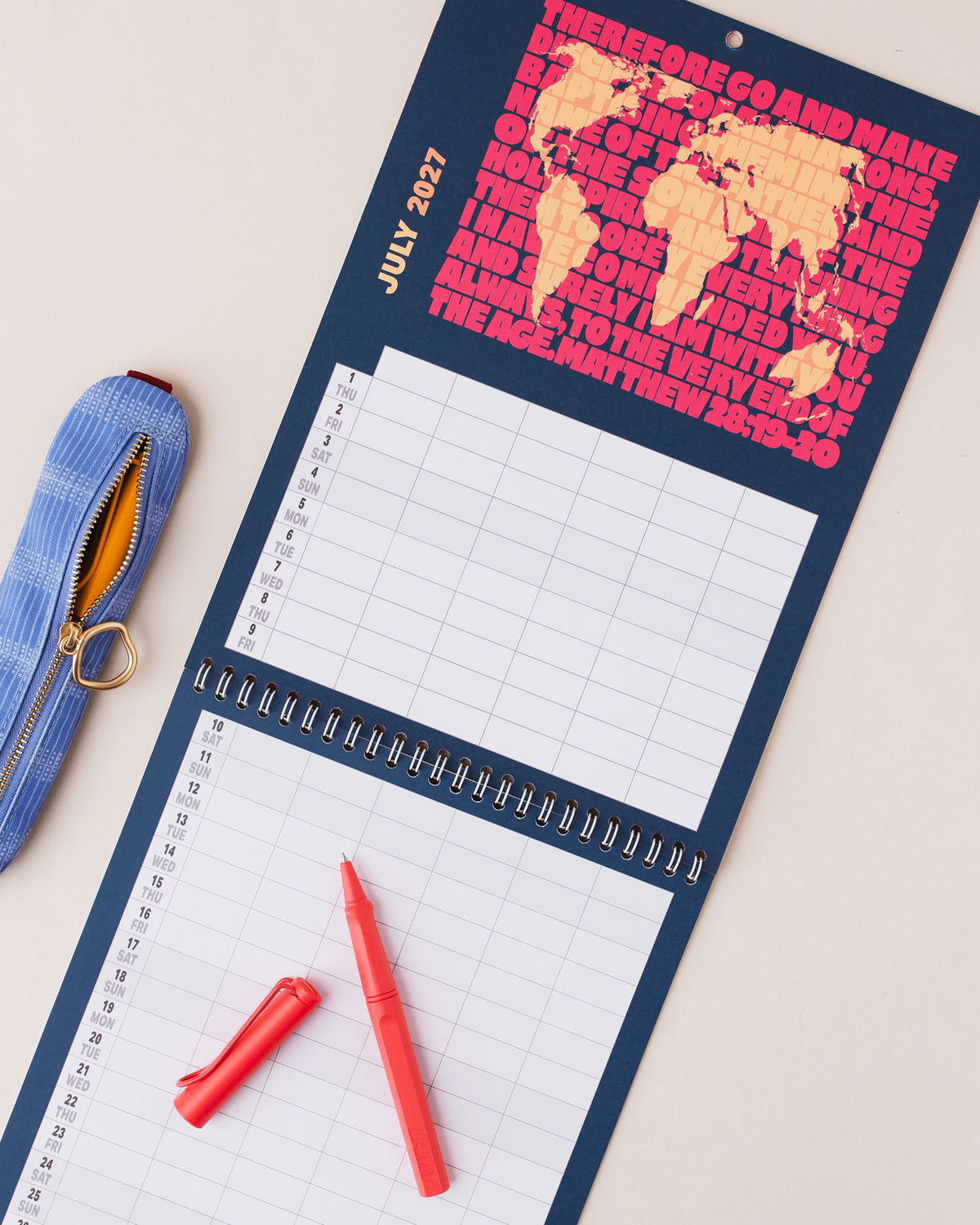 2027 six-column Christian family planner calendar