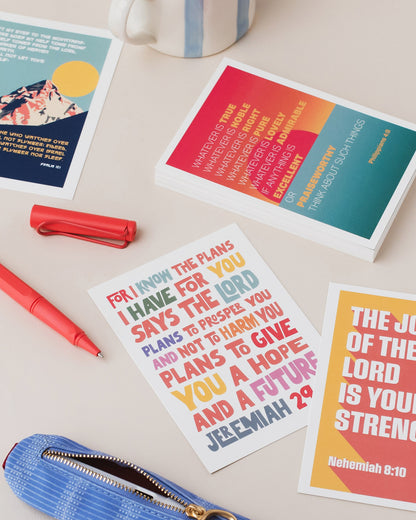 40 Christian Postcards: Colourful modern bible verse cards