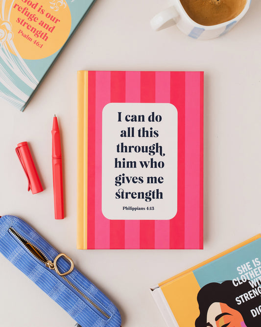Philippians 4:13 Christian Notebook - Premium Hardback Bible Verse Journal - I Can Do All This Through Him Who Gives Me Strength